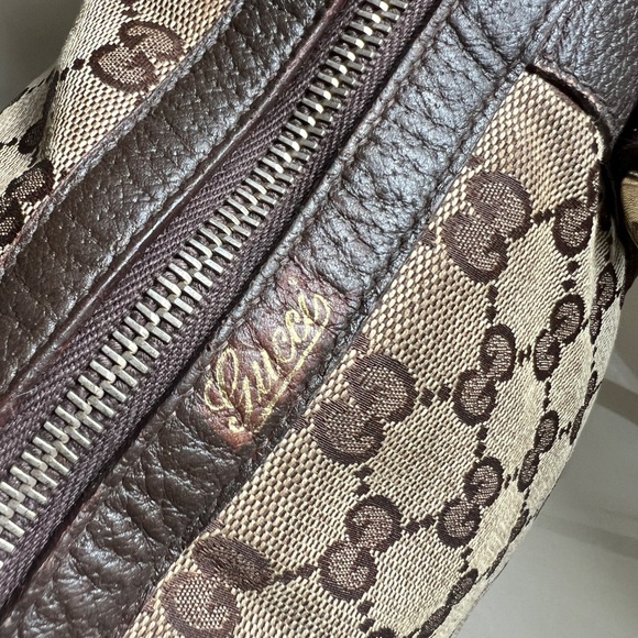 Authentic Gucci GG Canvas Abbey Boston Tote D-Ring Shoulder Leather Handbag - Picture 10 of 14